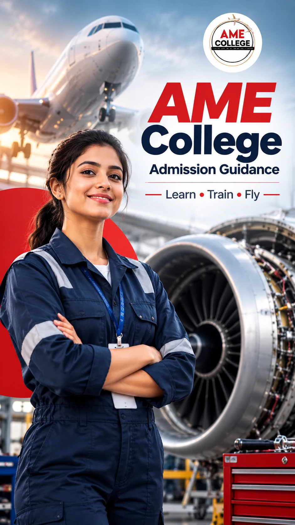 AME College admission guidance student poster