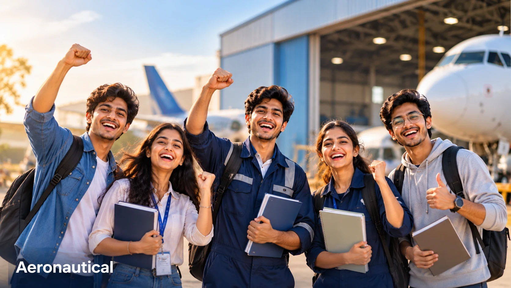 AME and aeronautical students at the aviation campus