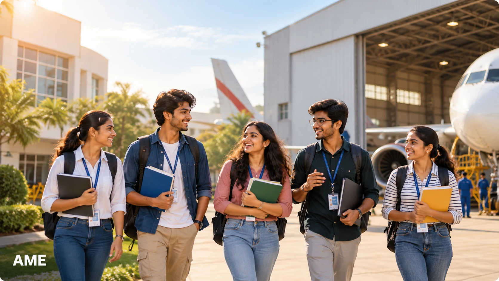 AME students at an aviation training campus